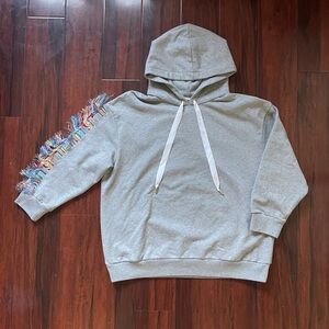 $633 MSRP Stella McCartney “ALL IS LOVE” Fringe Embroidered Hoodie Size 40 (M)